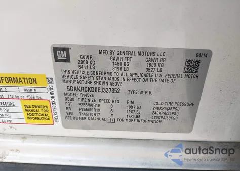 2014 Buick Enclave Premium z USA, uszkodzony, nr VIN 5GAKRCKD0EJ337352